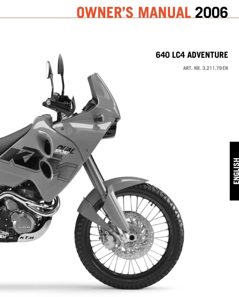 KTM 640 Adventure periodic maintenance schedule screenshot from manual cover