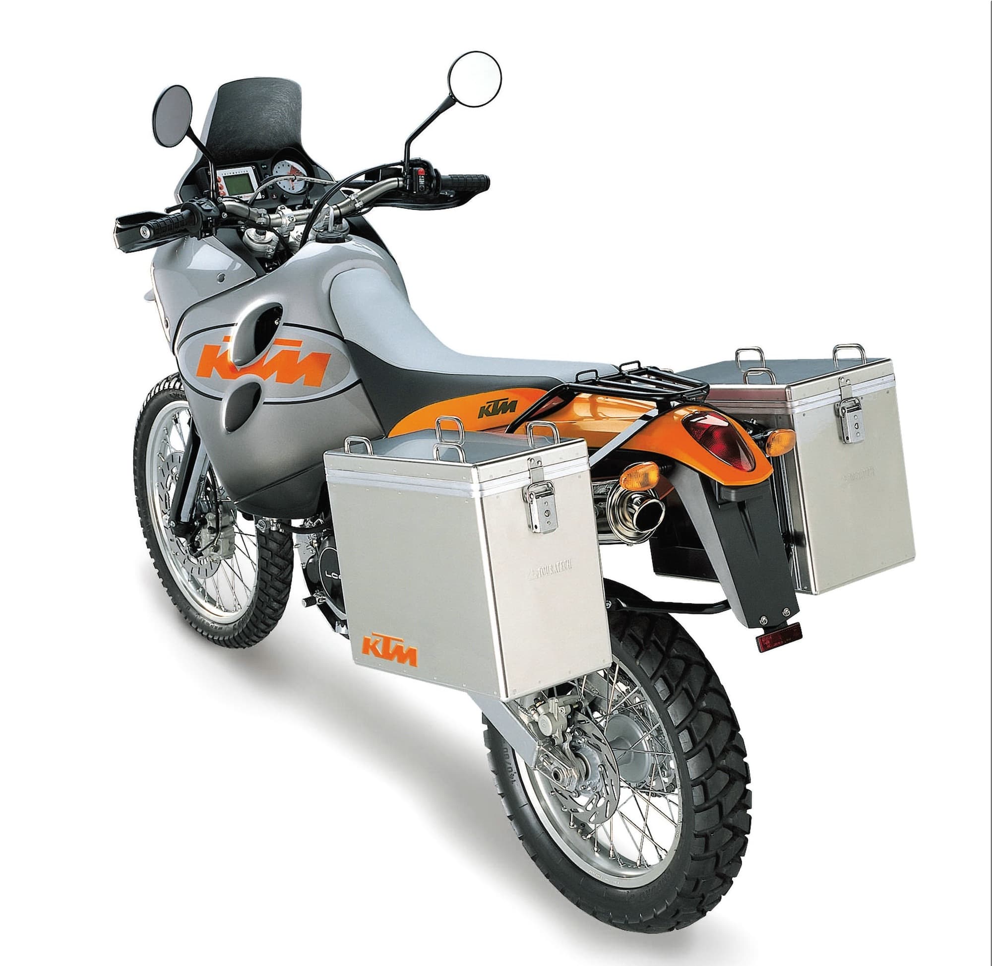 KTM 640 Adventure with luggage rear lhs 3-4