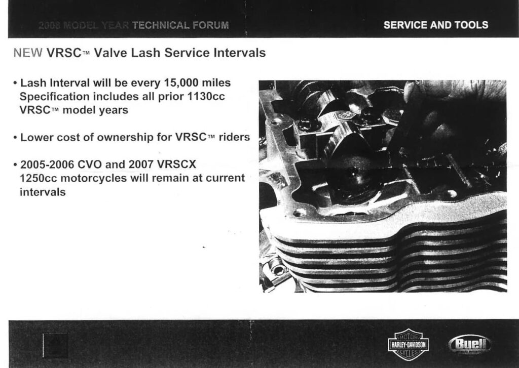 VRSC Service Intervals 15000 miles