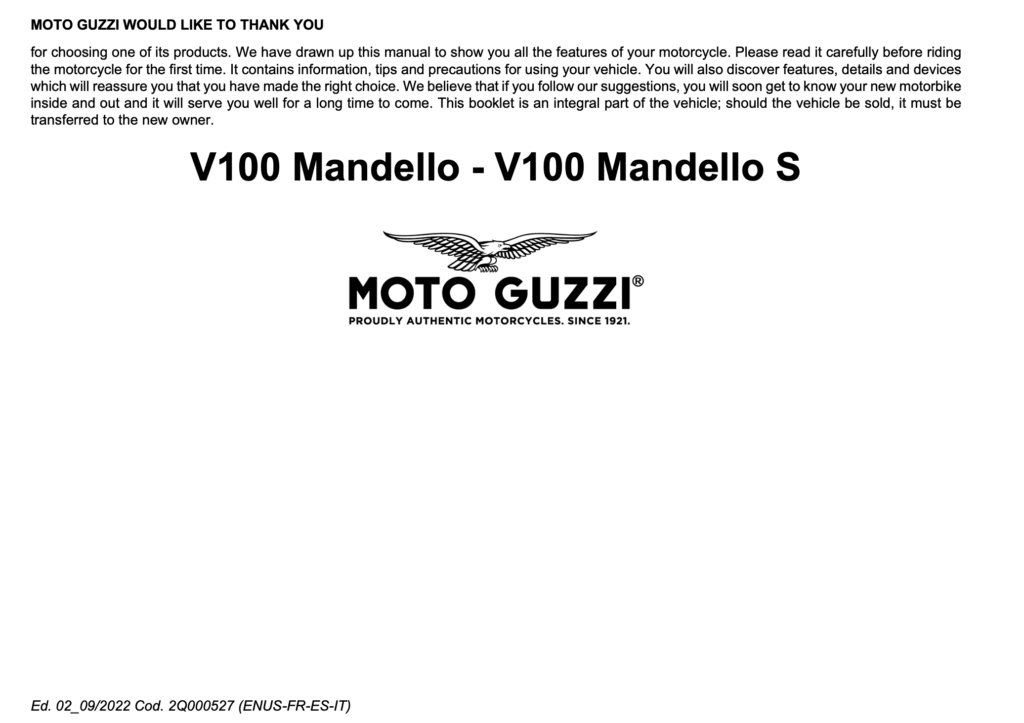 Moto Guzzi V100 Mandello Maintenance Schedule Screenshot 1