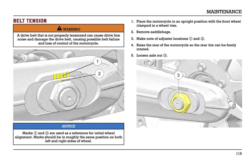 Indian Pursuit rear drive belt adjustment