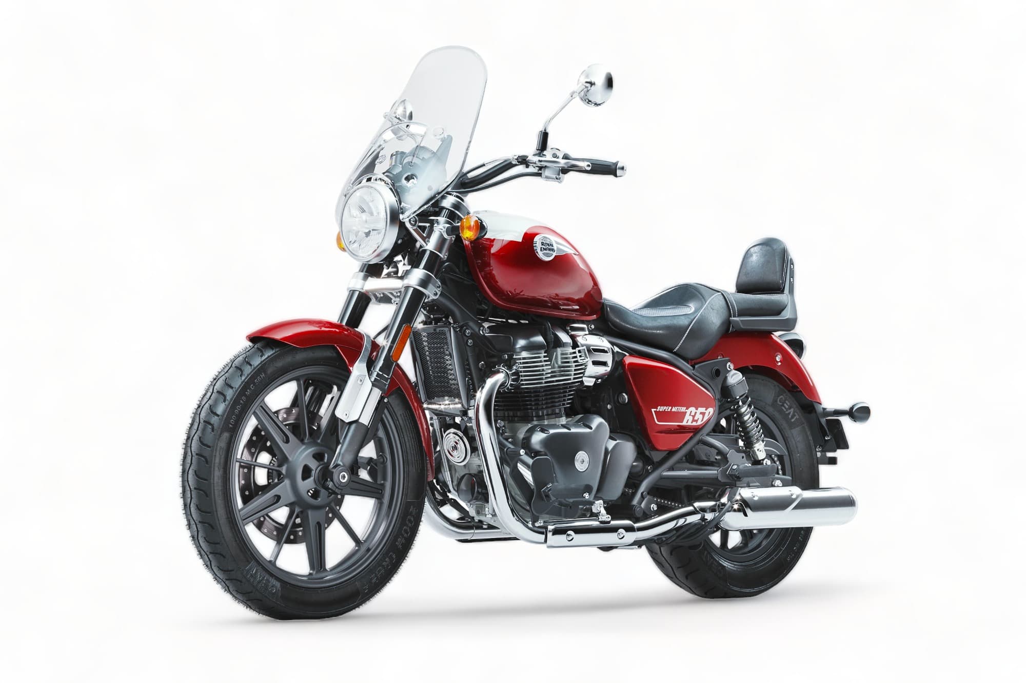 Royal Enfield Super Meteor 650 Red LHS 3-4