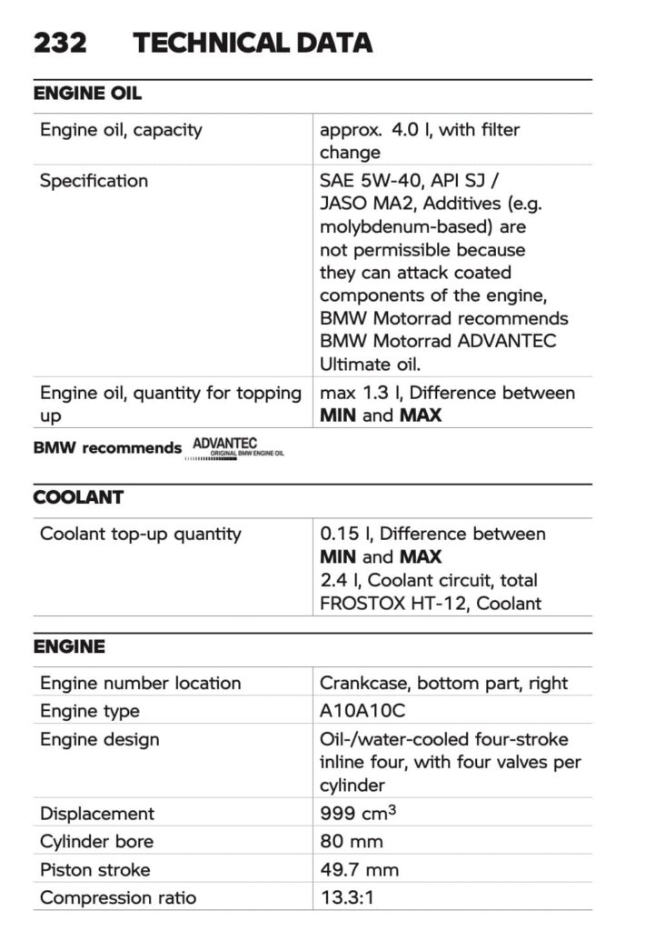2023 BMW M 1000 R manual maintenance schedule screenshot 4