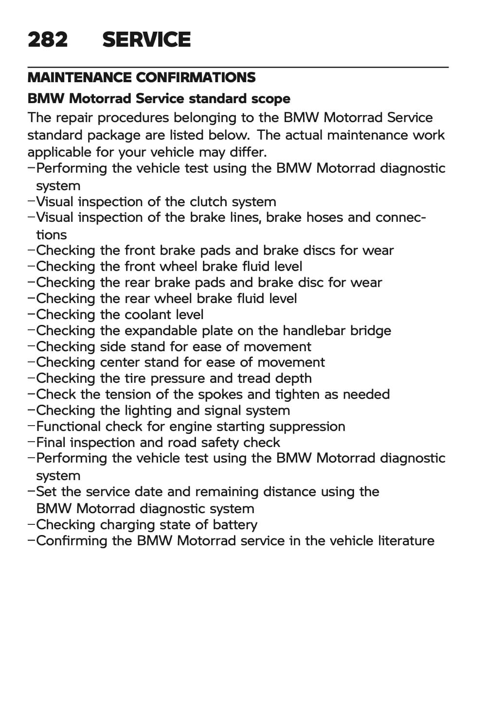 2024 BMW R 1300 GS owner's manual maintenance schedule screenshot 2
