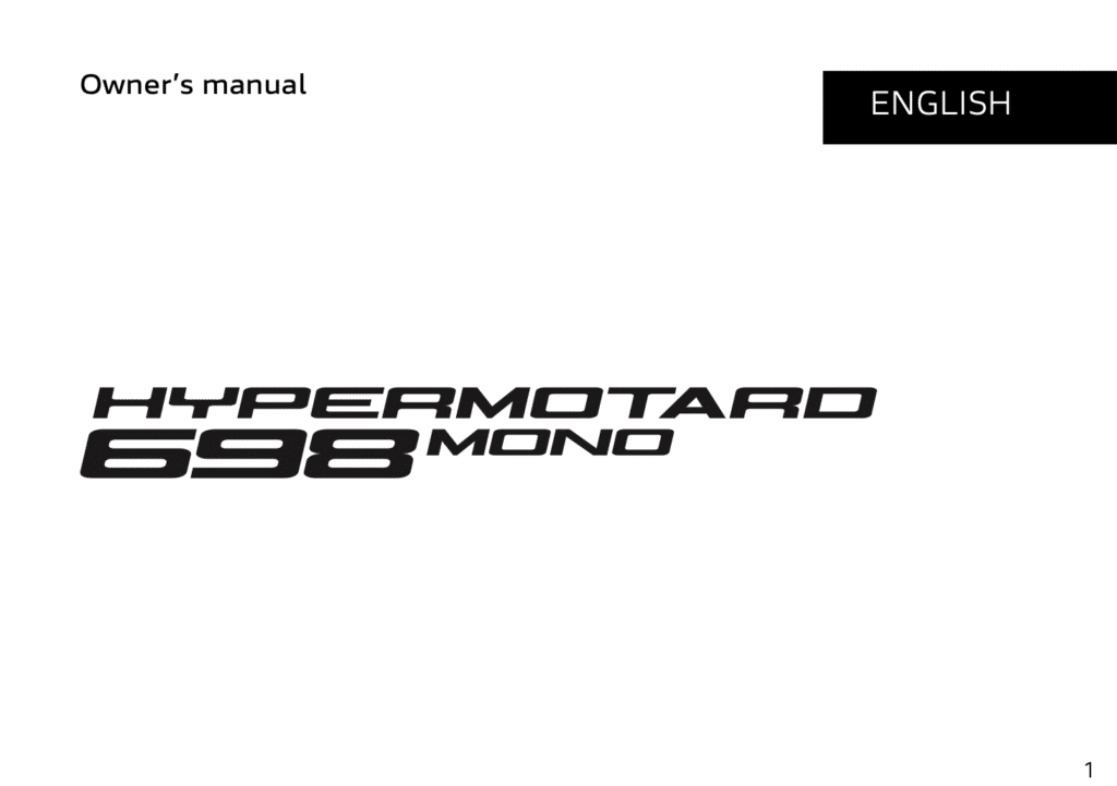 Ducati Hypermotard 698 Mono owner's manual screenshot 1