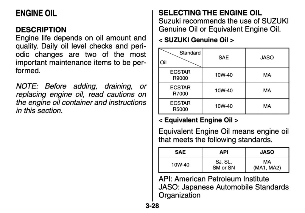 Suzuki V-Strom 800RE oil spec