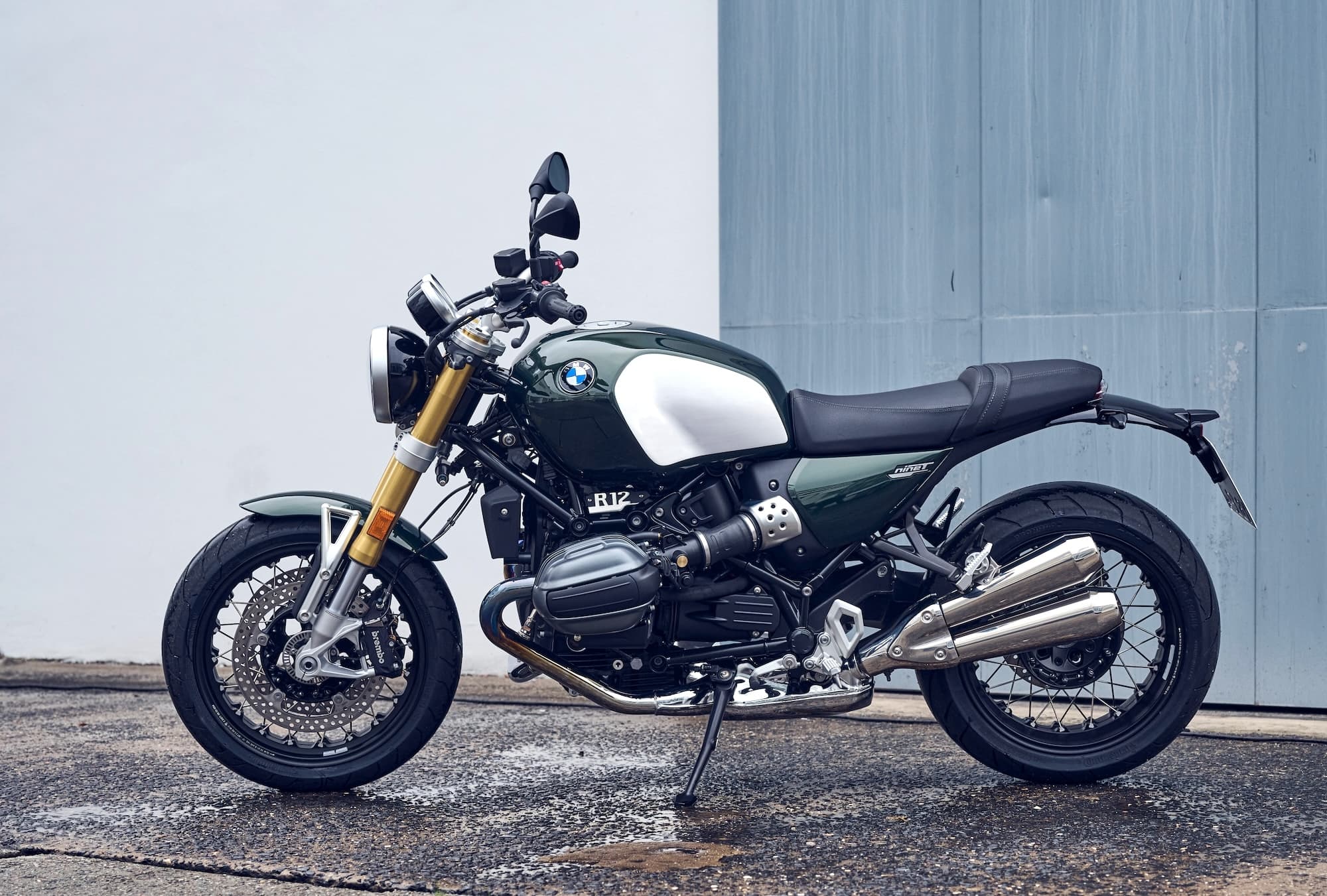 2024 BMW R 12 nineT, left hand side against the wall