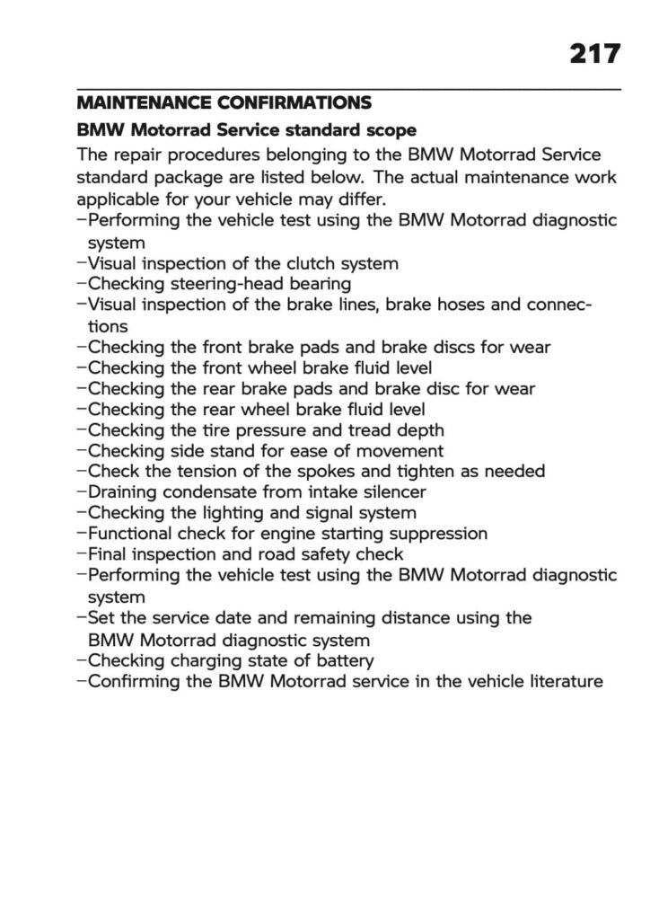 BMW R 12 nineT owner's manual maintenance schedule 2