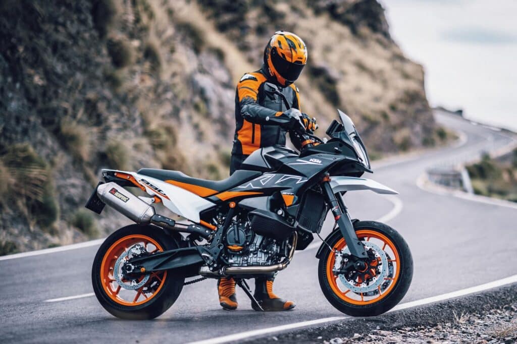 2023 KTM 890 SMT static with rider