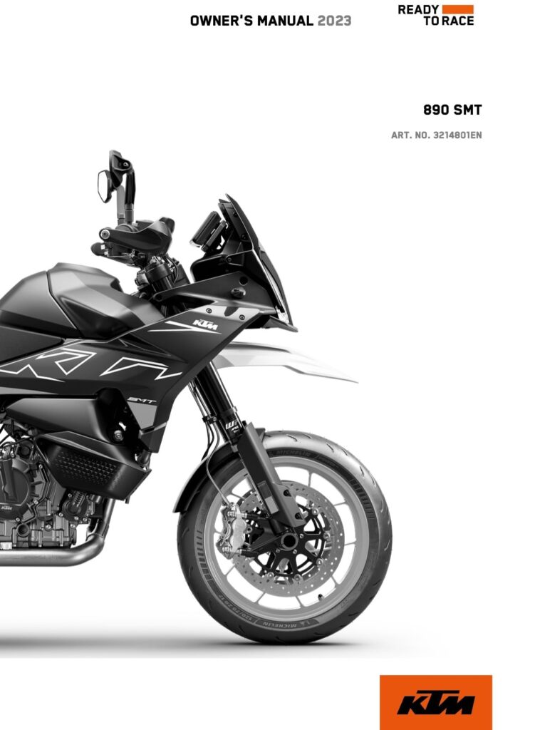 KTM 890 SMT manual screenshot cover