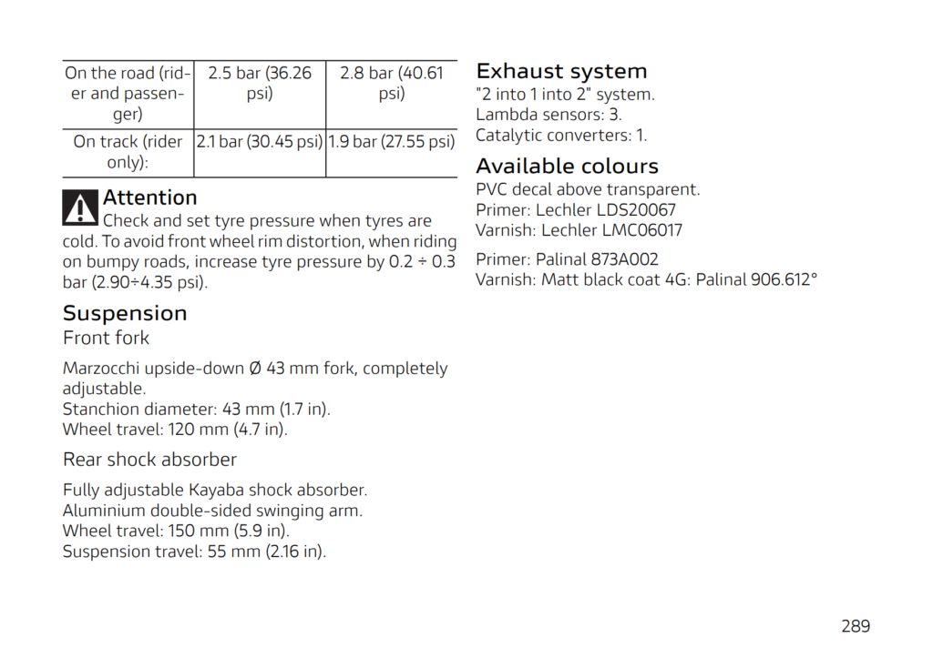 Ducati Panigale V2 V2s 2025 Maintenance Schedule Screenshots from Manual 8
