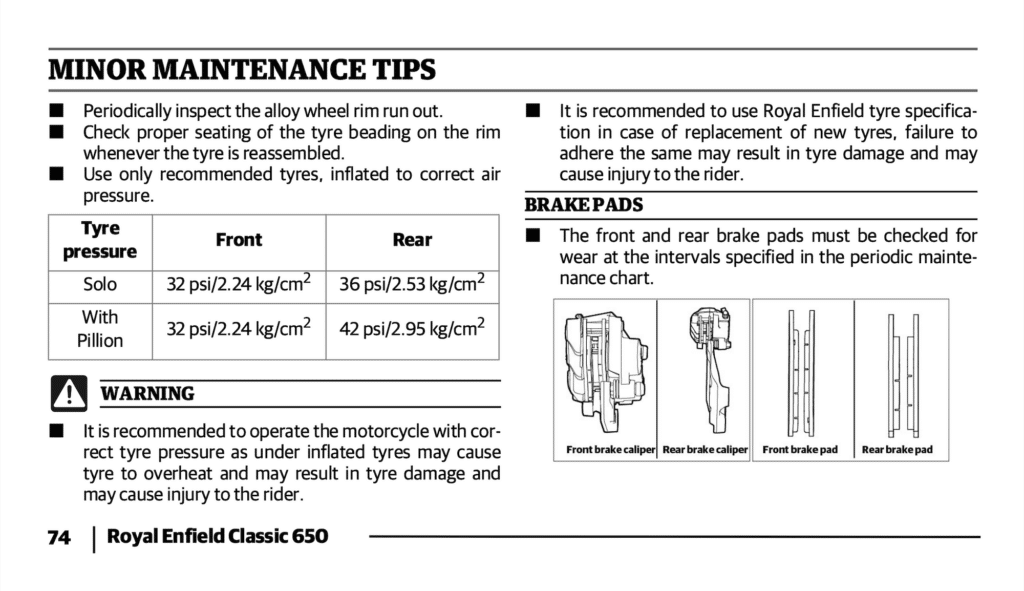 Royal Enfield Classic 650 Maintenance Schedule Screenshots from Manual 6