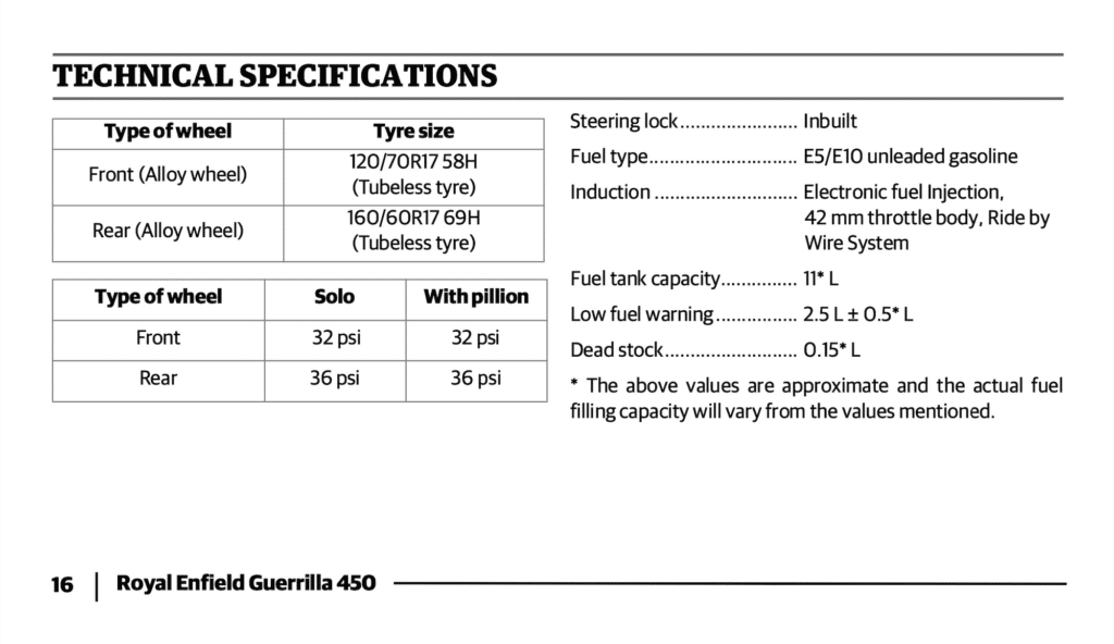 Royal Enfield Guerrilla 450 Maintenance Schedule Screenshots from UK Manual 2