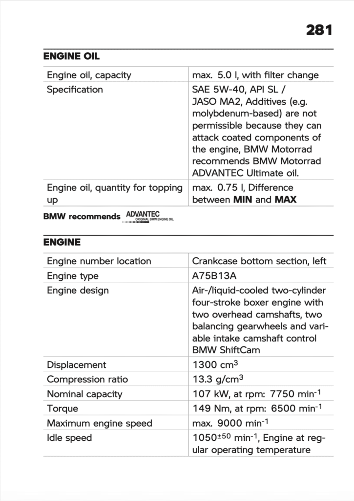 BMW R 1300 GS Adventure Manual Maintenance Schedule Screenshots