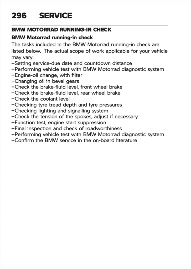 BMW R 1300 GS Adventure Manual Maintenance Schedule Screenshots