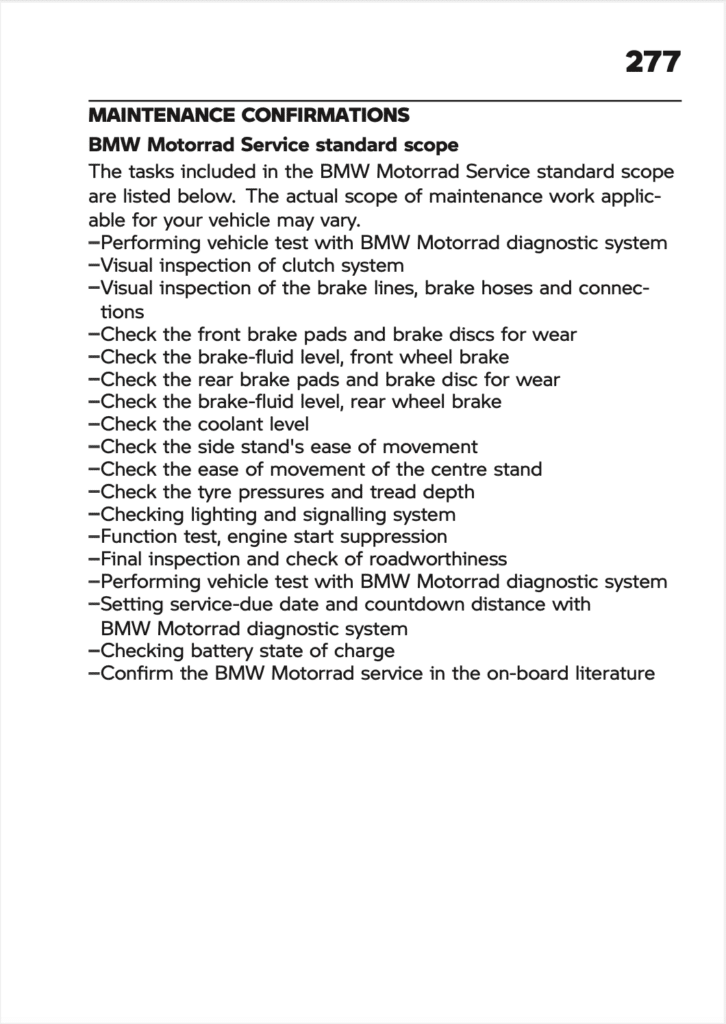BMW R 1300 R 2026 Manual Maintenance Schedule Screenshots