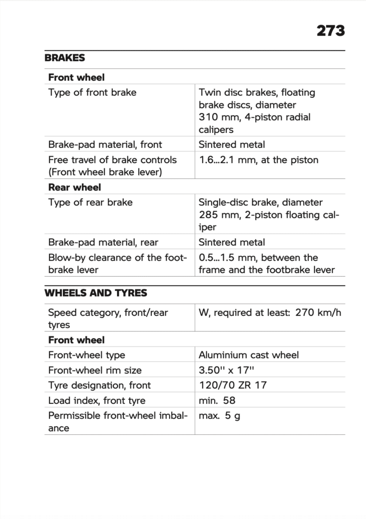 BMW R 1300 RS Manual Maintenance Schedule Screenshots