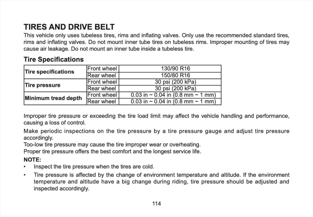 CFMOTO 450 CL-C Manual Maintenance Schedule Screenshots