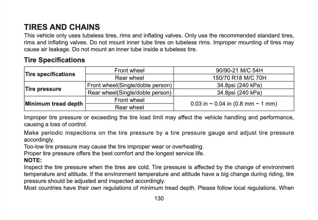 CFMOTO 800 MT-X Manual Maintenance Schedule Screenshots