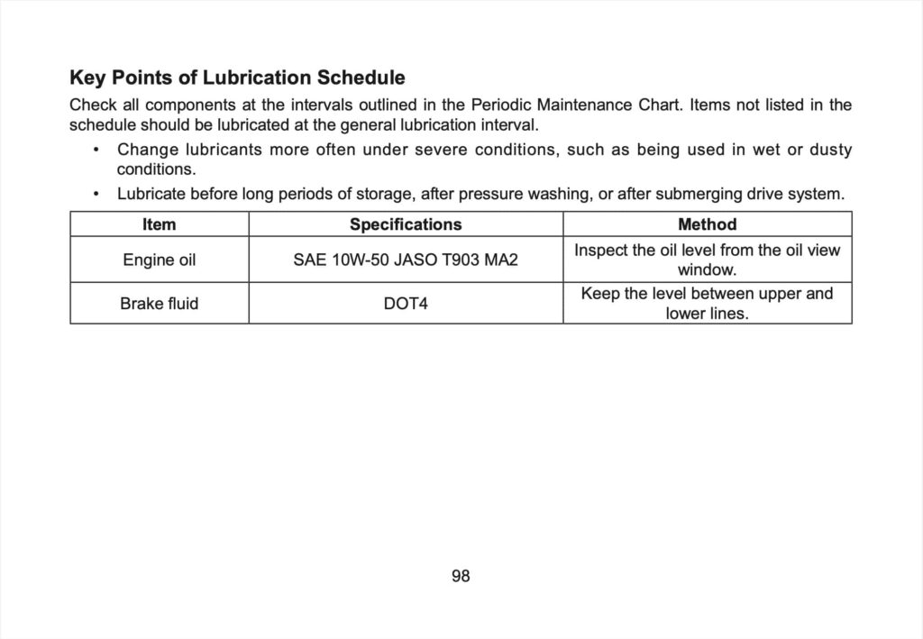 CFMOTO 800 MT-X Manual Maintenance Schedule Screenshots