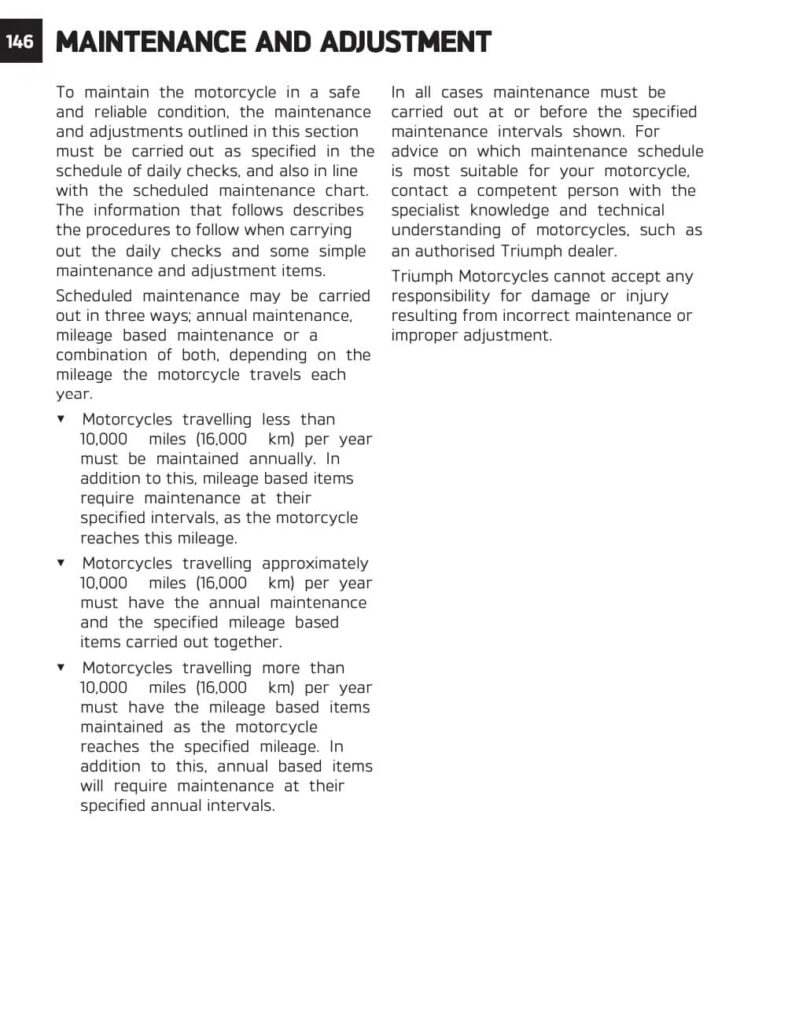 Triumph Tiger Sport 800 Manual Maintenance Schedule Screenshots