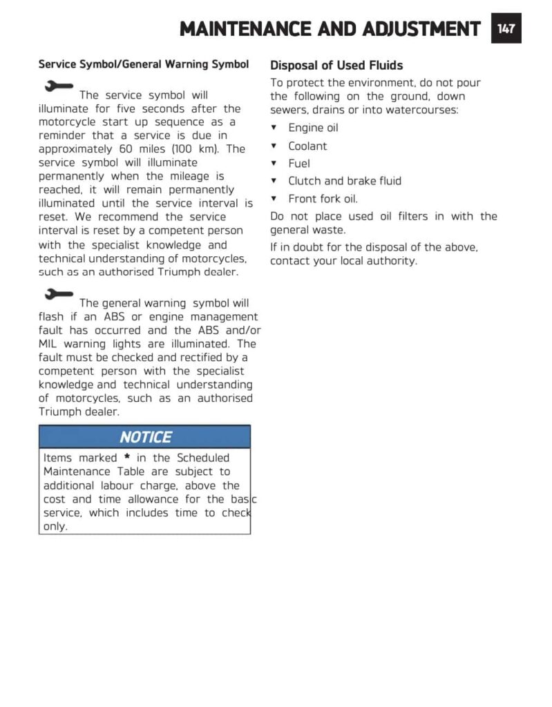 Triumph Tiger Sport 800 Manual Maintenance Schedule Screenshots