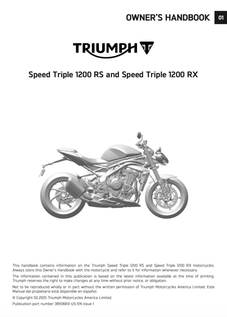 Triumph Speed Triple 1200 RX Manual Maintenance Schedule Screenshots