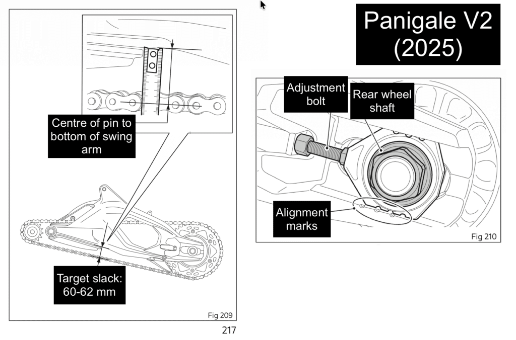 Ducati Panigale V2 / V2s (2025+) Maintenance Schedule and Service Intervals 9 Ducati Panigale V2 Chain Slack