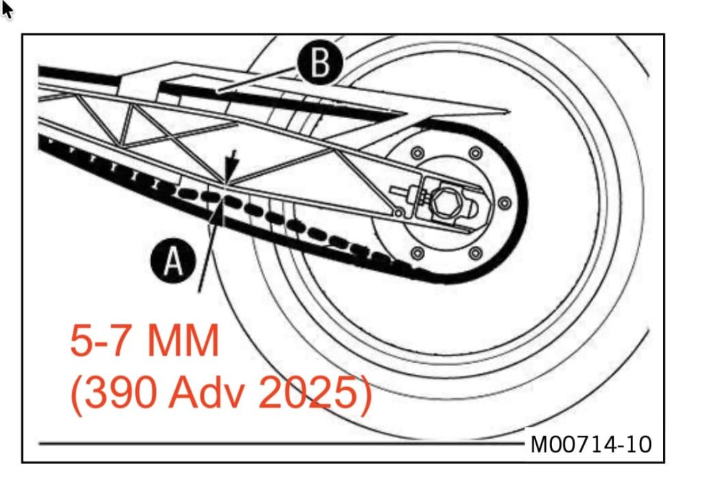 KTM 390 Adventure R/X (2025+, 399 cc) Maintenance Schedule and Service Intervals 13 ktm 390 adventure 2025 chain tension