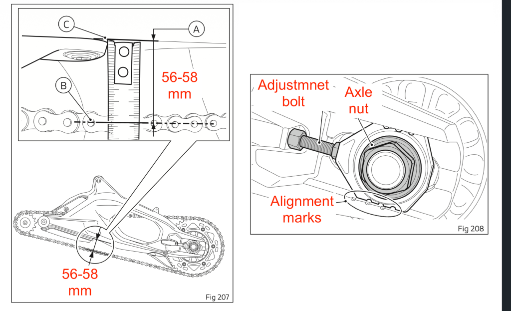 Ducati Monster V2 (890 cc, 2026+) Maintenance Schedule and Service Intervals 9 Ducati Monster v2 2026 chain tension