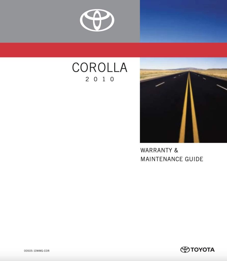 Toyota Corolla 10th Gen (2009-2010) Maintenance Schedule and Service Intervals 21 Toyota Corolla 10th Gen 2009-2010 Manual Maintenance Schedule Screenshots 1