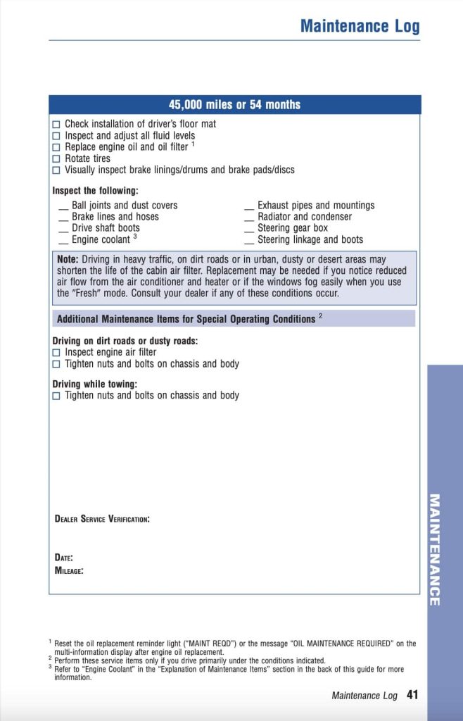 Toyota Corolla 10th Gen (2009-2010) Maintenance Schedule and Service Intervals 31 Toyota Corolla 10th Gen 2009-2010 Manual Maintenance Schedule Screenshots