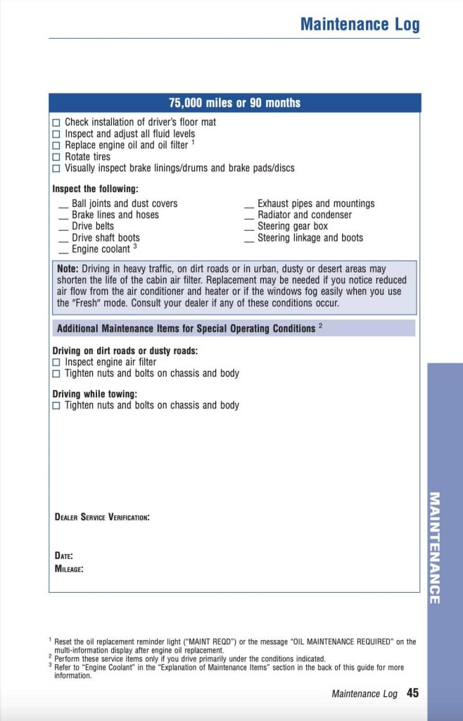 Toyota Corolla 10th Gen (2009-2010) Maintenance Schedule and Service Intervals 35 Toyota Corolla 10th Gen 2009-2010 Manual Maintenance Schedule Screenshots