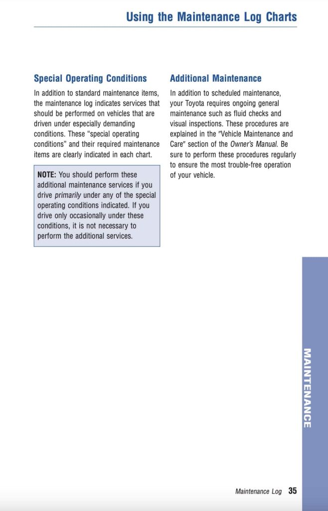 Toyota Corolla 10th Gen (2009-2010) Maintenance Schedule and Service Intervals 25 Toyota Corolla 10th Gen 2009-2010 Manual Maintenance Schedule Screenshots