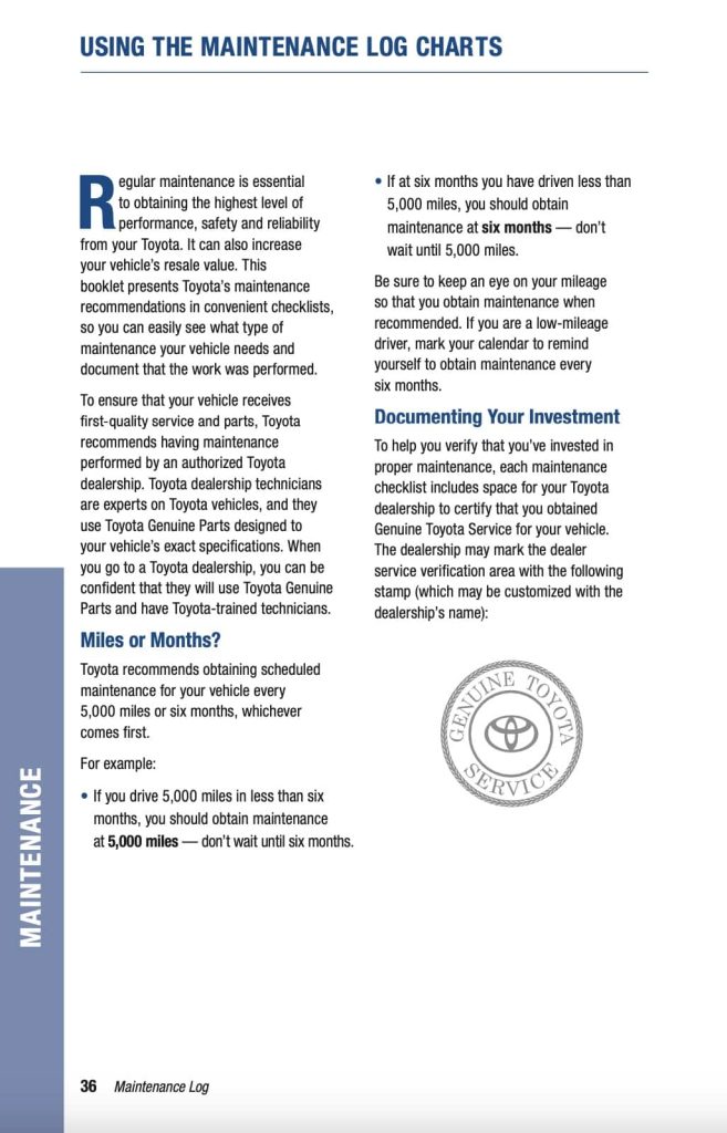 Toyota Corolla 12th Gen (2020+) Manual Maintenance Schedule Screenshots 4