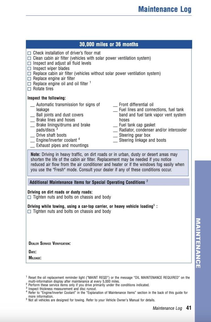 Toyota Prius 3rd Gen XW30 2010 2015 Manual Maintenance Schedule Screenshots 4