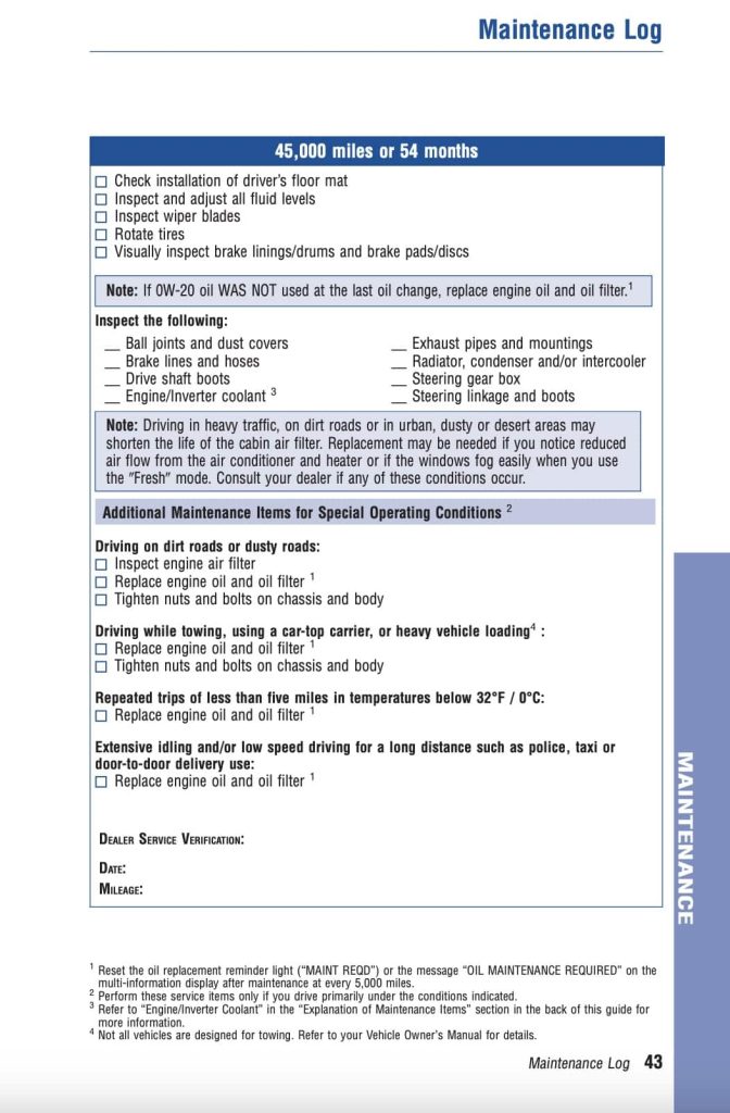 Toyota Prius 3rd Gen XW30 2010 2015 Manual Maintenance Schedule Screenshots 6