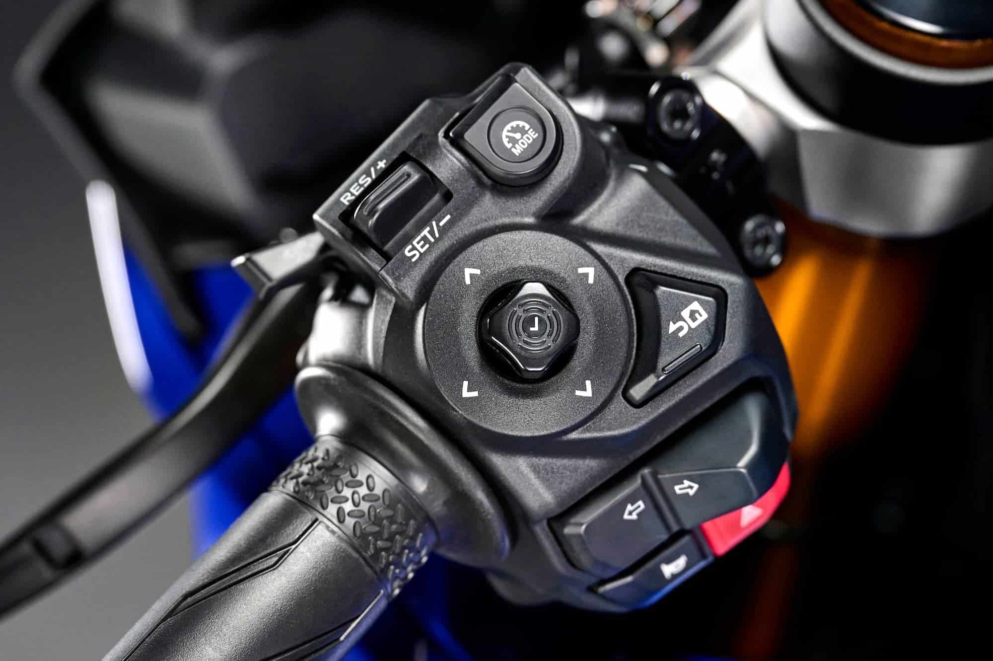 Yamaha YZF-R7 (2022+) Maintenance Schedule and Service Intervals 5 2026 Yamaha YZF-R7 left handlebar switchgear for cruise control and ride settings